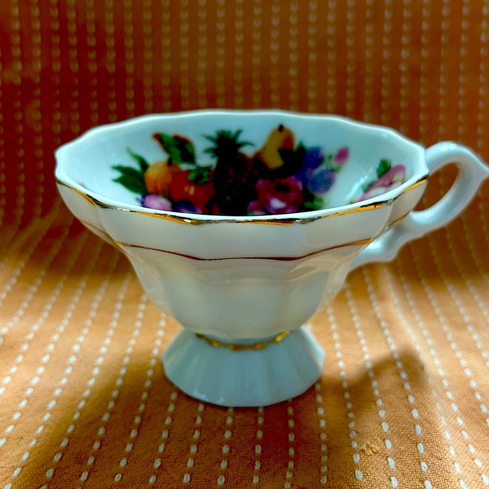 China Teacup made in Japan fruits & flowers